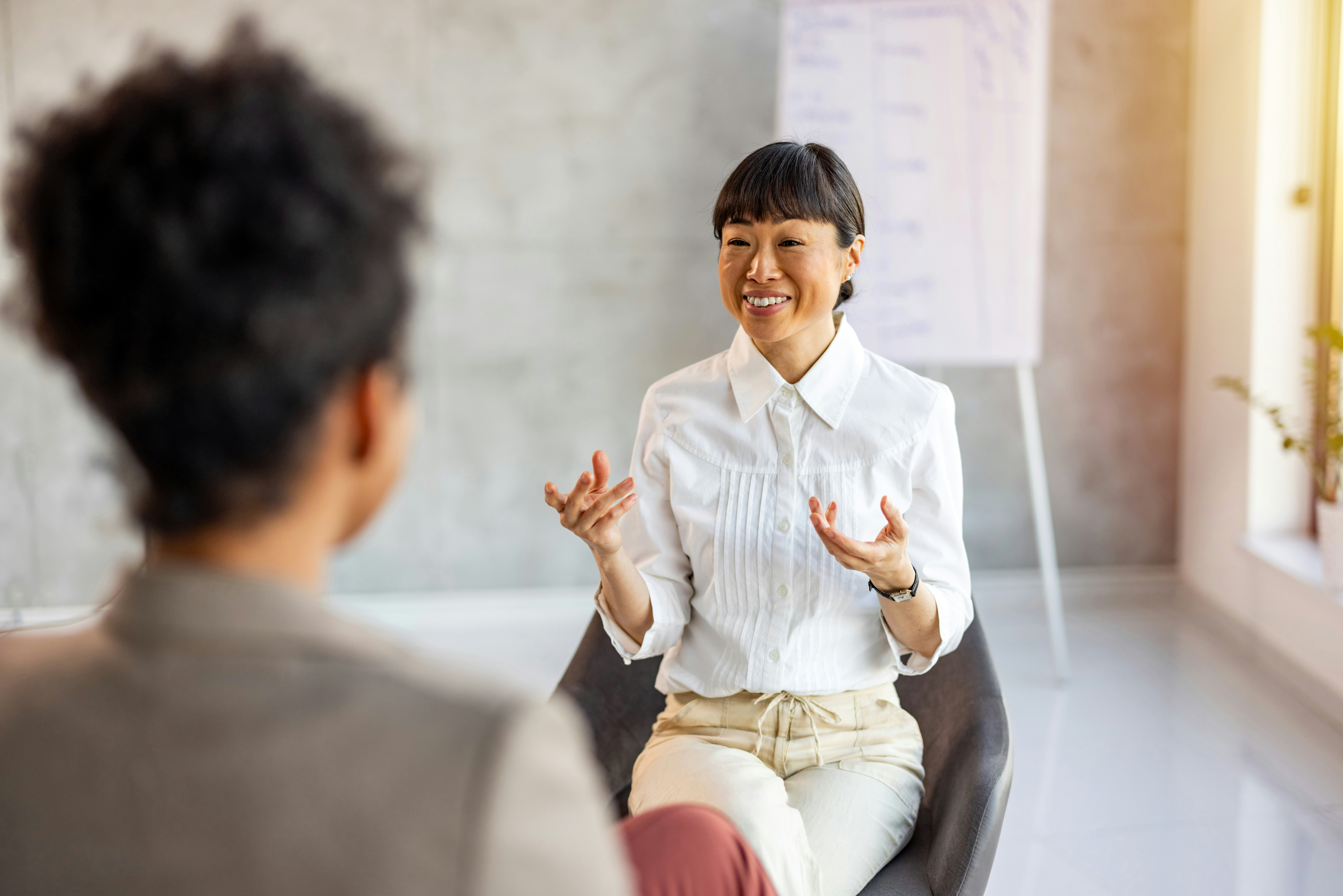 Mentor and mentee in conversation